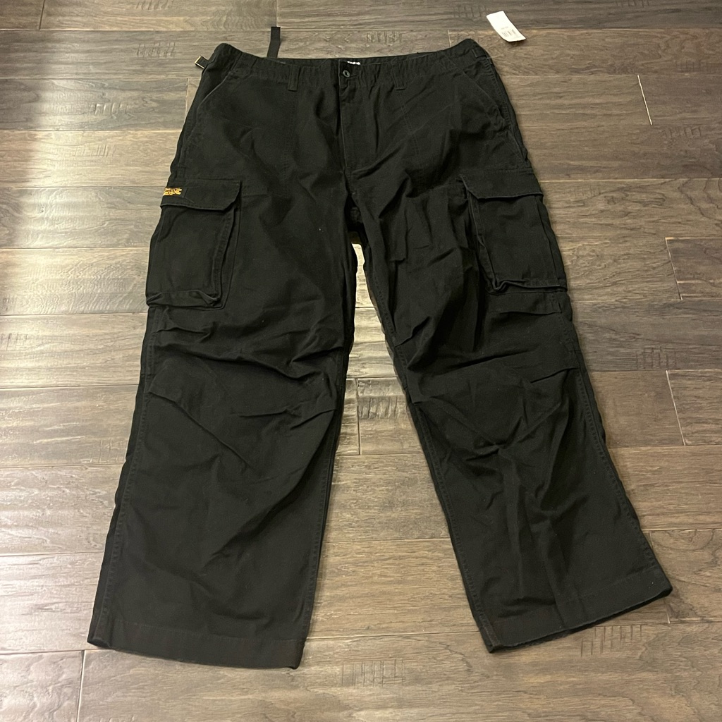 Polo Jeans Ralph Lauren Twill Cargo Pants Black Military Surplus Mens Size 42x30